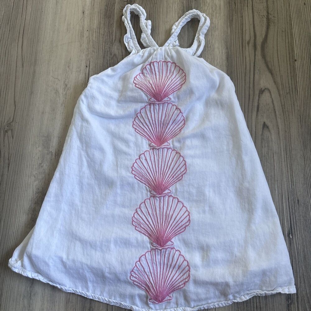 Hatley White Embroidered Seashell Coastal Beach New England Cottage Sundress 3T